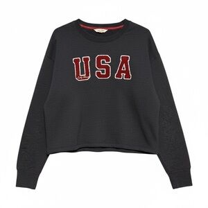Lucky Brand Cropped USA Graphic Sweater Americana Women’s M
